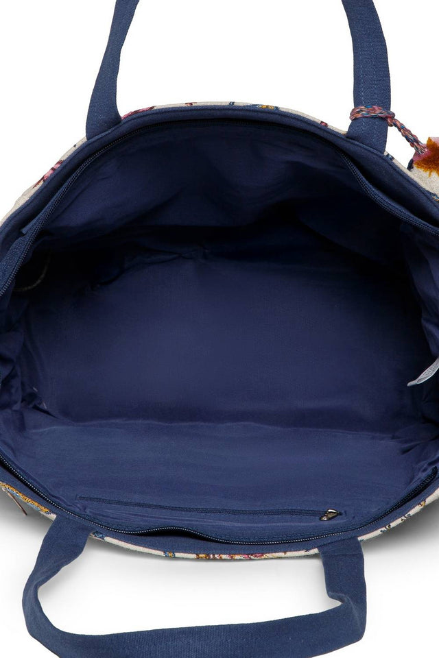 Multi Color Embroidered Canvas Tote Bag