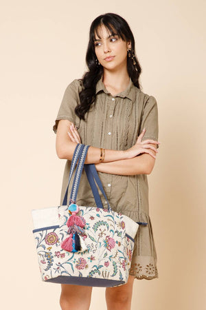 Multi Color Embroidered Canvas Tote Bag