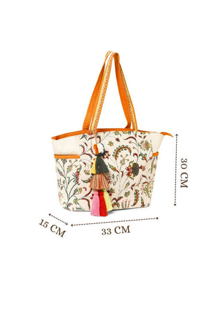 Multi Color Embroidered Canvas Tote Bag