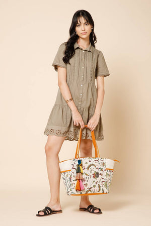 Multi Color Embroidered Canvas Tote Bag