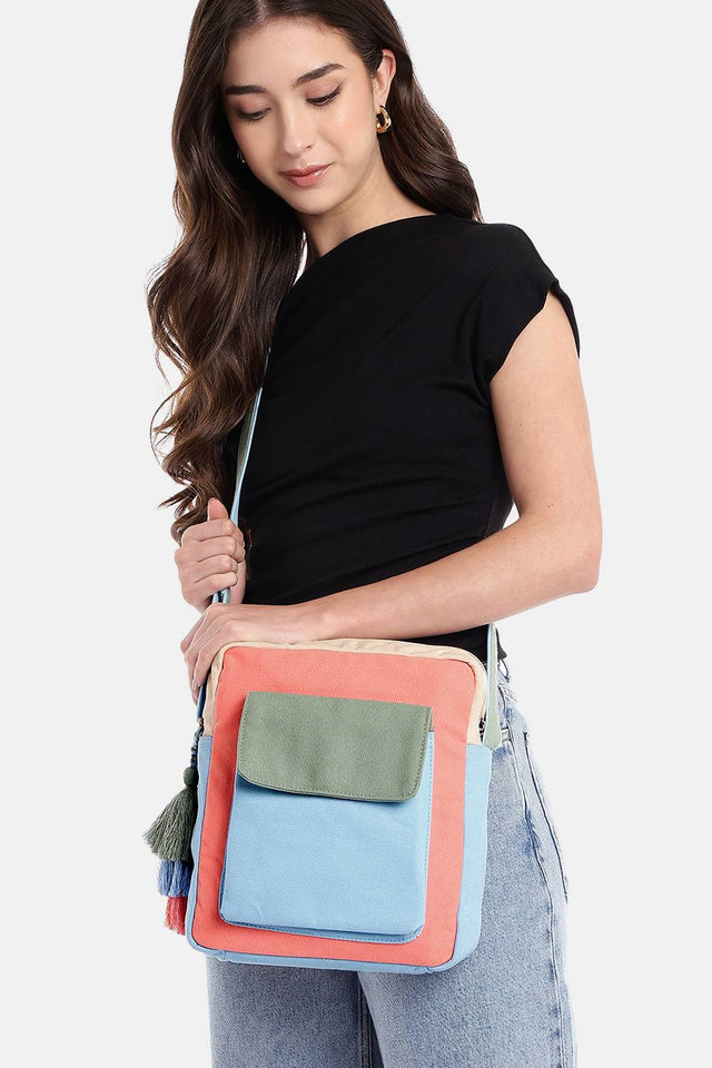 Multi Color Solid Cotton Sling Bag