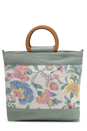 Off White Embellished Cotton Hand Bag