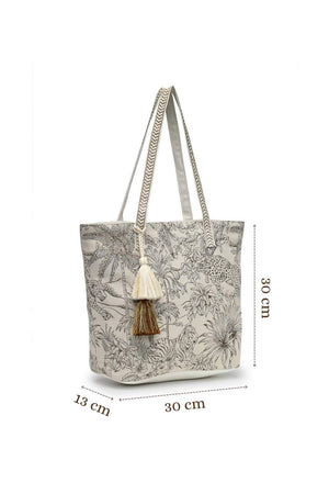 Off White Jungle Toile Cotton Hand Bag
