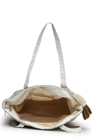 Off White Jungle Toile Cotton Hand Bag