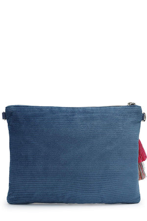 Off White Floral Embroidered Cotton Sling Bag