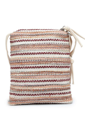 Pink Striped Woven Acrylic Jacquard Sling Bag