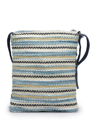Navy Blue Striped Woven Acrylic Jacquard Sling Bag