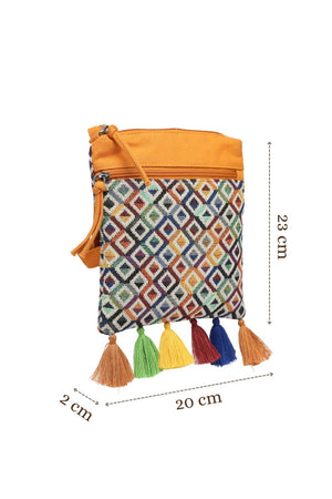 Mustard Jacquard Acrylic Jacquard Sling Bag