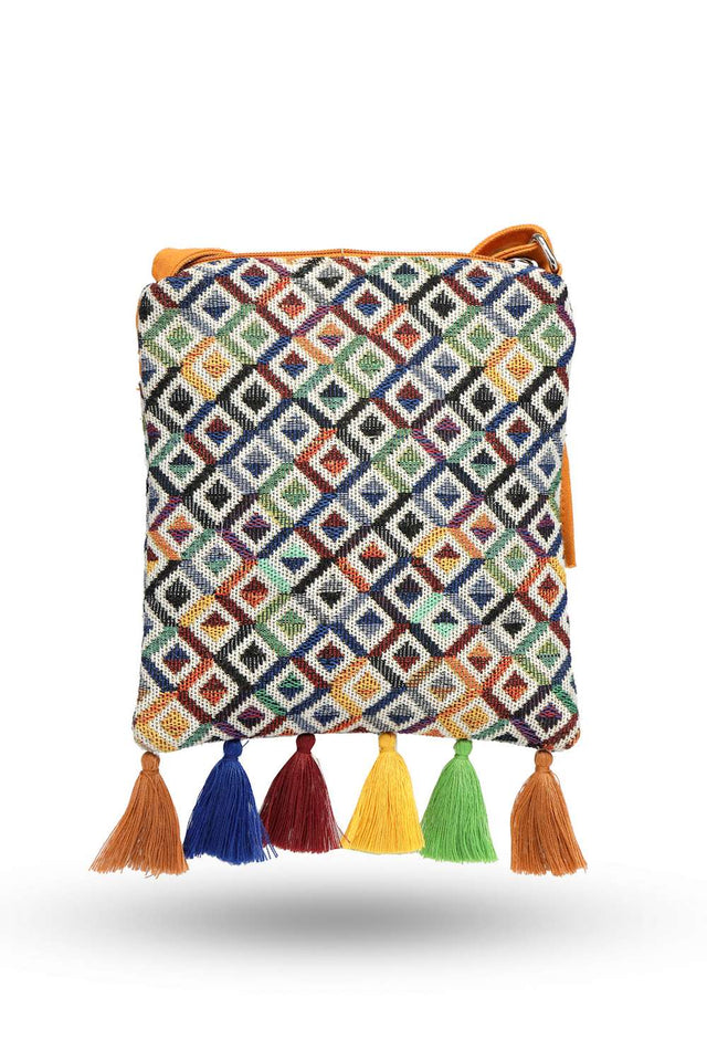 Mustard Jacquard Acrylic Jacquard Sling Bag