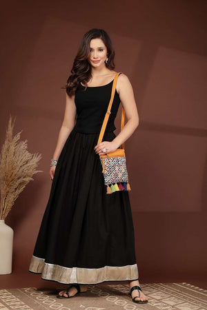 Mustard Jacquard Acrylic Jacquard Sling Bag