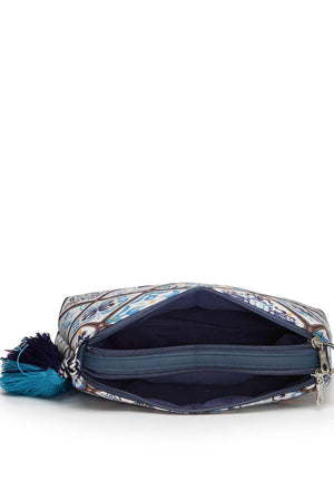 Navy Blue Digital Print Polycotton Canvas Sling Bag