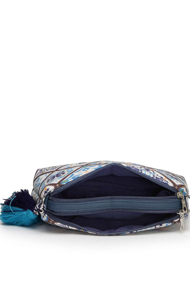 Navy Blue Digital Print Polycotton Canvas Sling Bag