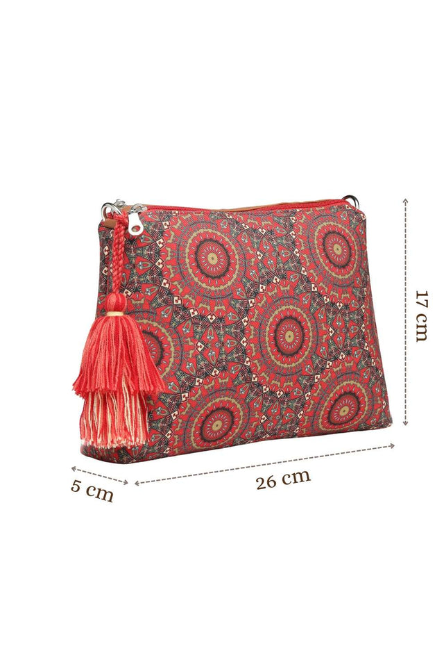 Red Digital Print Polycotton Canvas Sling Bag
