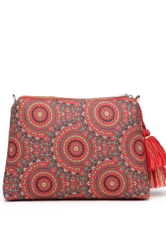 Red Digital Print Polycotton Canvas Sling Bag