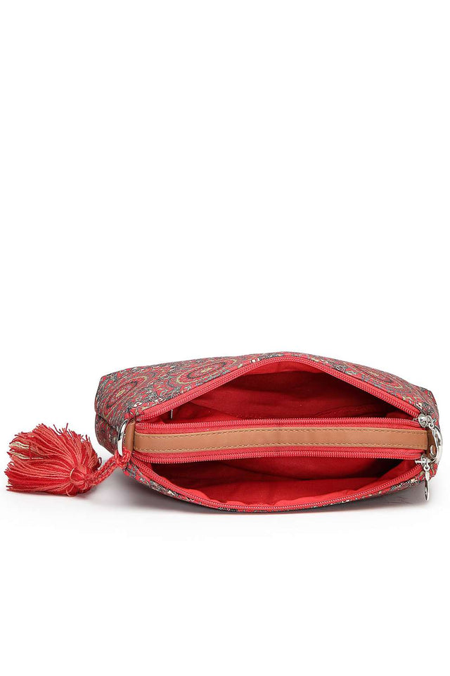 Red Digital Print Polycotton Canvas Sling Bag