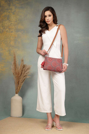 Red Digital Print Polycotton Canvas Sling Bag