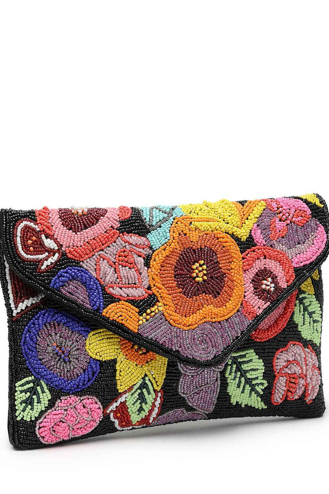Multi-color Floral Bead Work Cotton Sling Bag