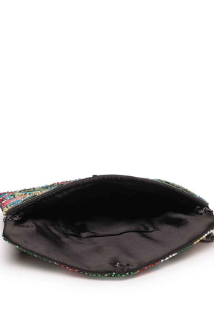 Multi-color Floral Bead Work Cotton Sling Bag