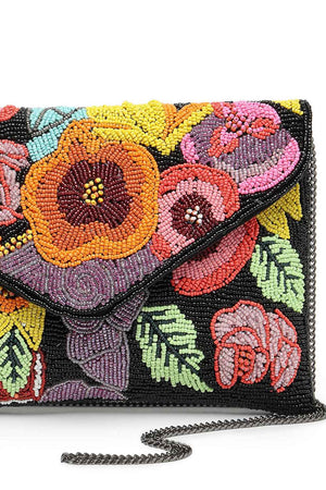 Multi-color Floral Bead Work Cotton Sling Bag