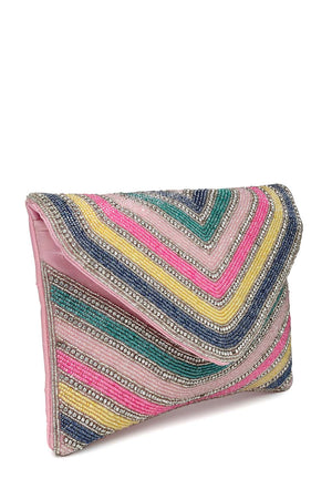 Multi-Color Beads Satin Sling Bag