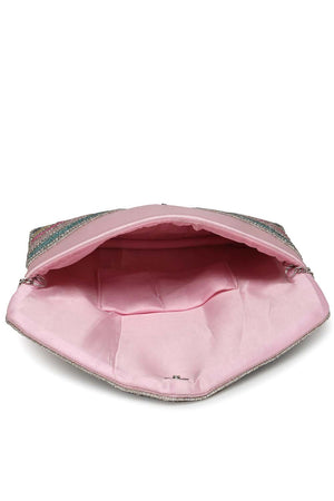 Multi-Color Beads Satin Sling Bag