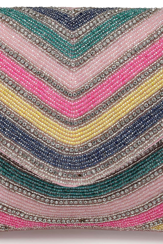 Multi-Color Beads Satin Sling Bag