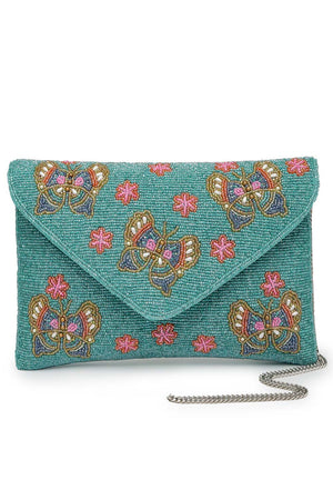 Turquoise Beads Satin Sling Bag (ADBT1050A)