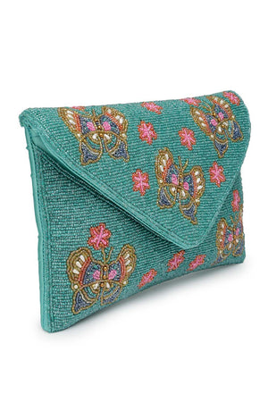 Turquoise Beads Satin Sling Bag (ADBT1050A)