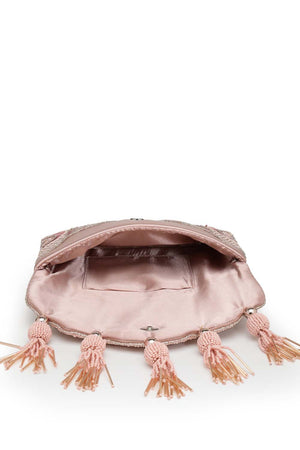 Pink Beads Satin Sling Bag