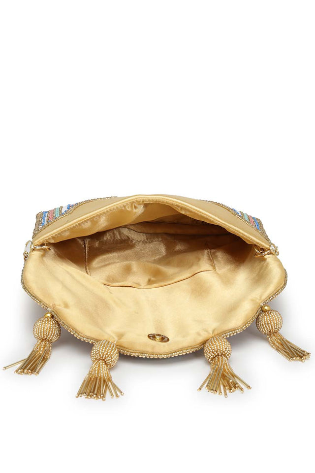 Multi-Color Beads Satin Sling Bag