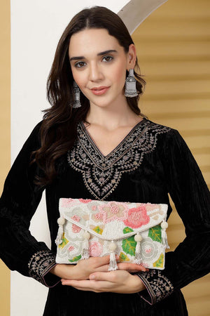 Multi-Color Beads Cotton Sling Bag