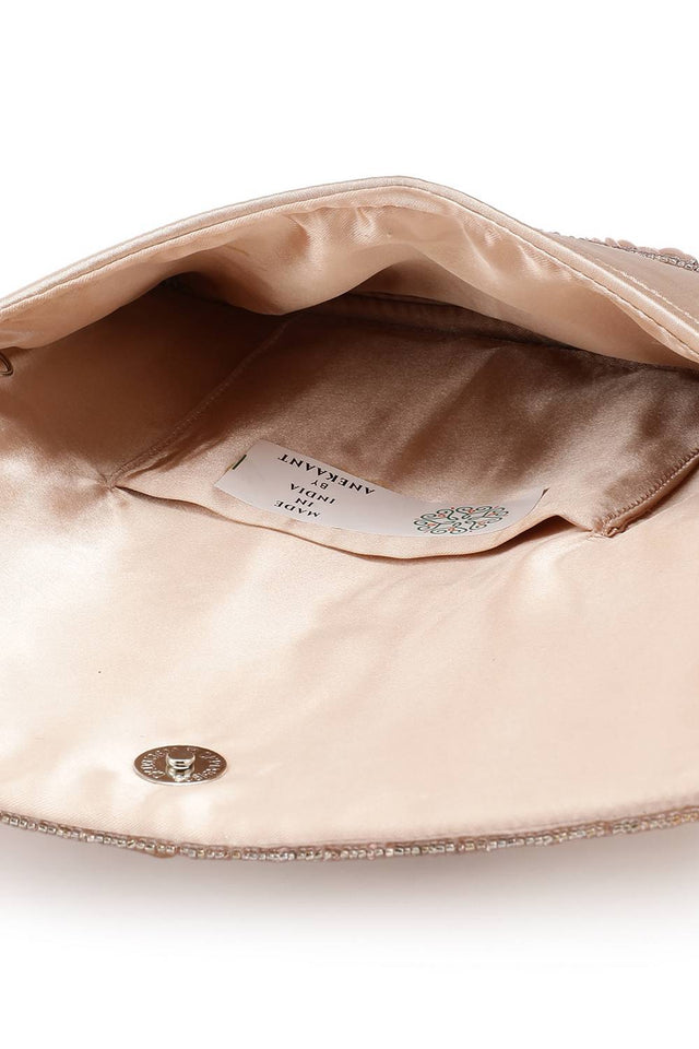 Pink Floral Embellished Satin Sling Bag