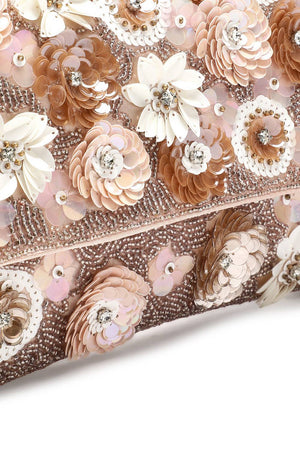 Pink Floral Embellished Satin Sling Bag