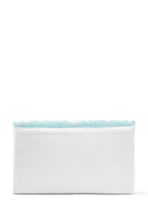 Light Blue Quirky Beaded Canvas Sling Bag