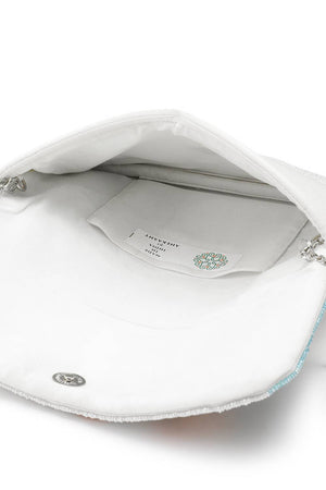 Light Blue Quirky Beaded Canvas Sling Bag