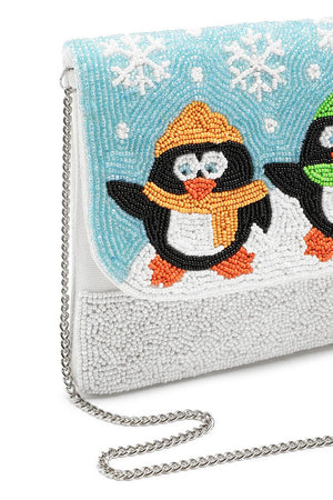 Light Blue Quirky Beaded Canvas Sling Bag