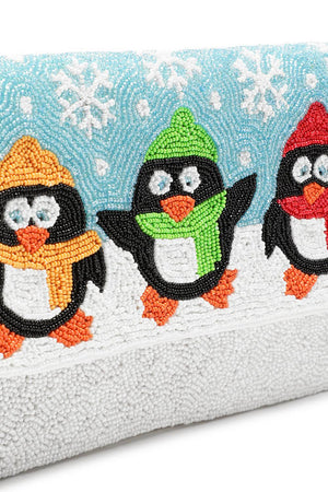 Light Blue Quirky Beaded Canvas Sling Bag