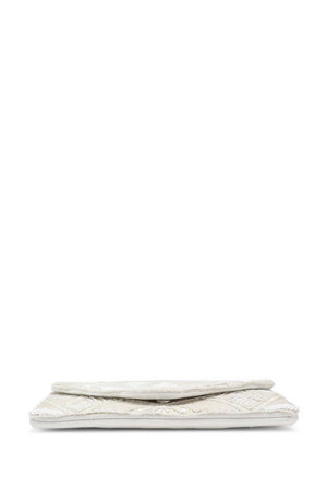 Cream Geometric Sequinned Canvas Sling Bag