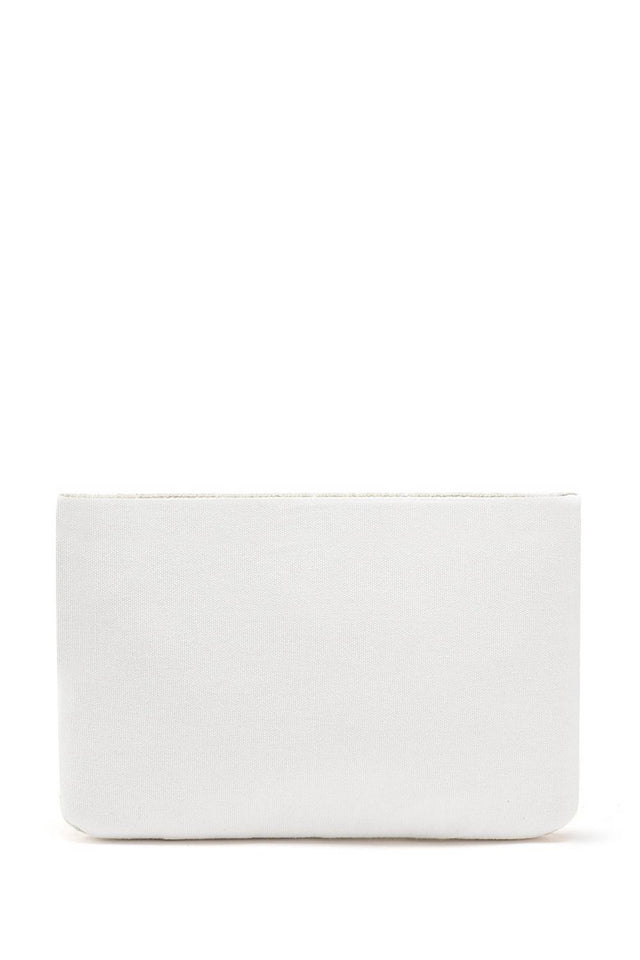 Cream Floral Vine Beaded Canvas Sling Bag