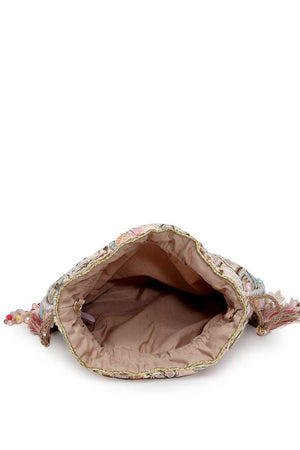 Pink Embroidered Georgette Potli