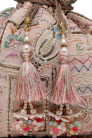 Pink Embroidered Georgette Potli