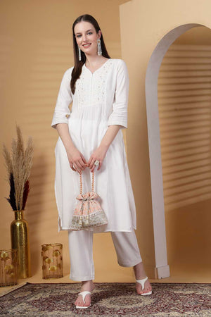 Peach Embroidered Faux Silk Potli