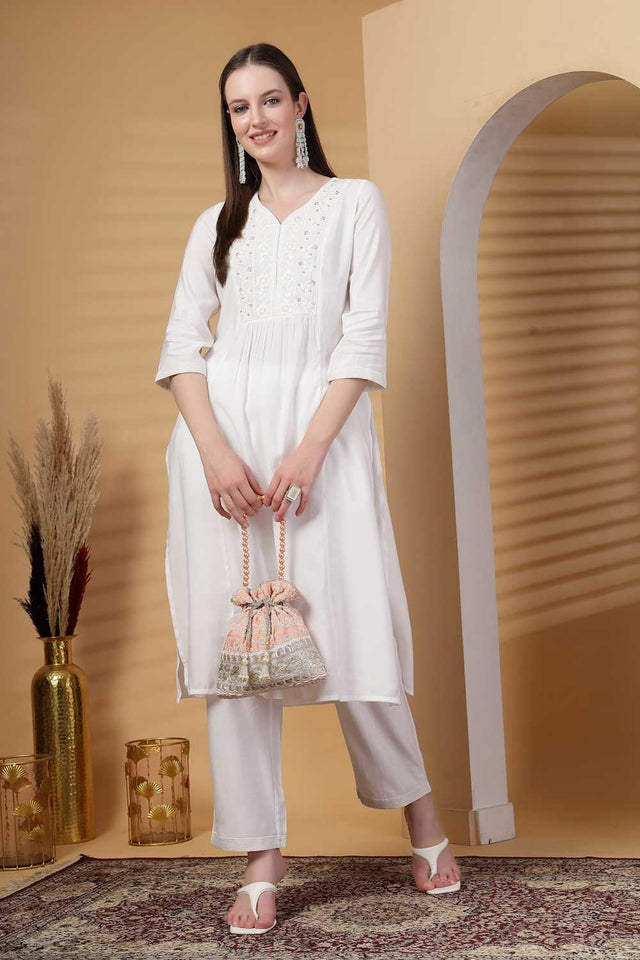 Peach Embroidered Faux Silk Potli