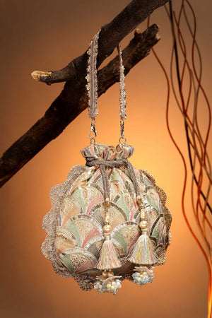 Yellow Embroidered Georgette Potli