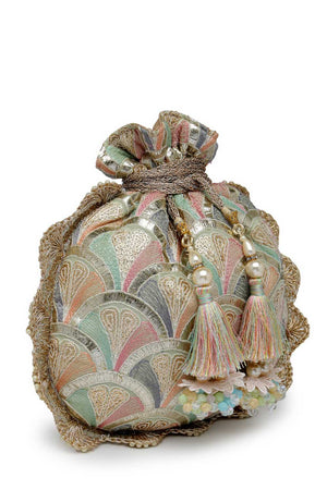 Yellow Embroidered Georgette Potli