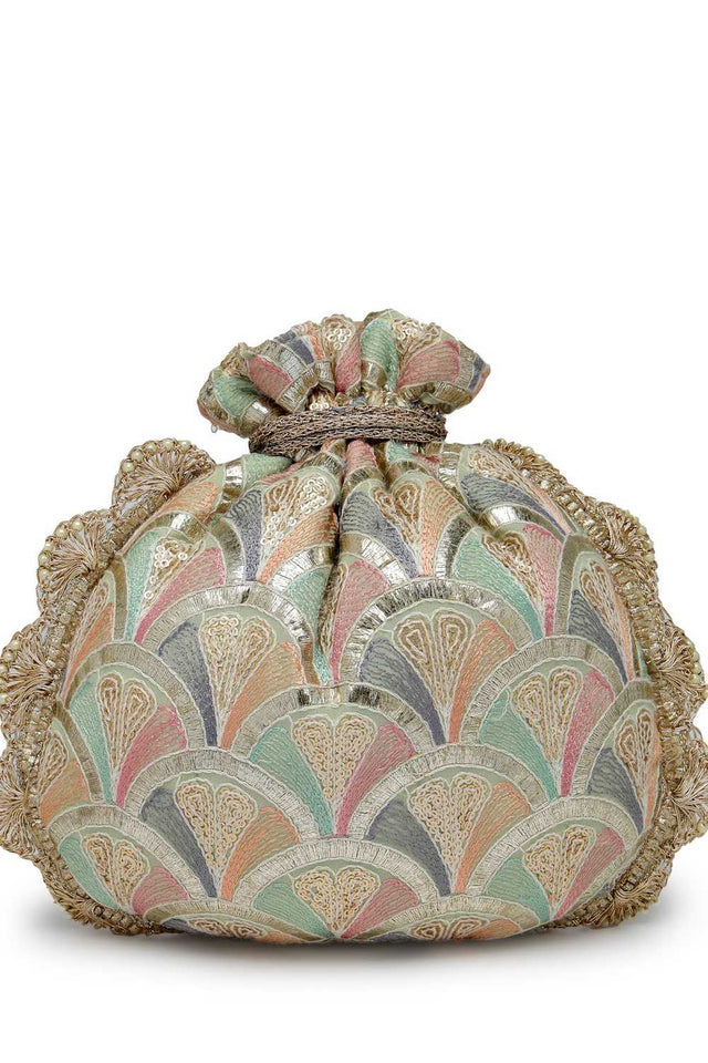 Yellow Embroidered Georgette Potli