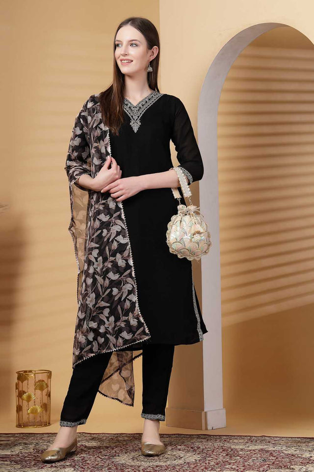 Yellow Embroidered Georgette Potli