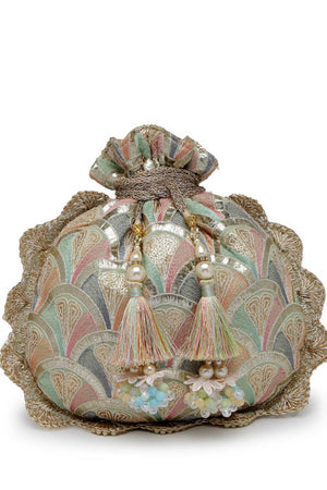 Yellow Embroidered Georgette Potli