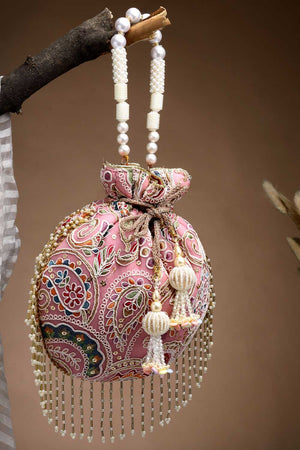 Lavender Embroidered Georgette  Potli