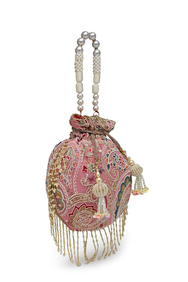 Lavender Embroidered Georgette  Potli